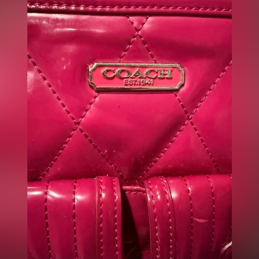 Coach Poppy Liquid Gloss Hot Pink Quilted Tote Crossbody Shoulder Bag Y2K - Picture 2 of 10